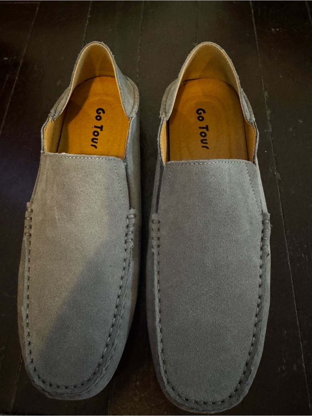 Got Tour Men’s Gray Suede Slip-On Loafersz. Size 10.5.  Brand new in box.